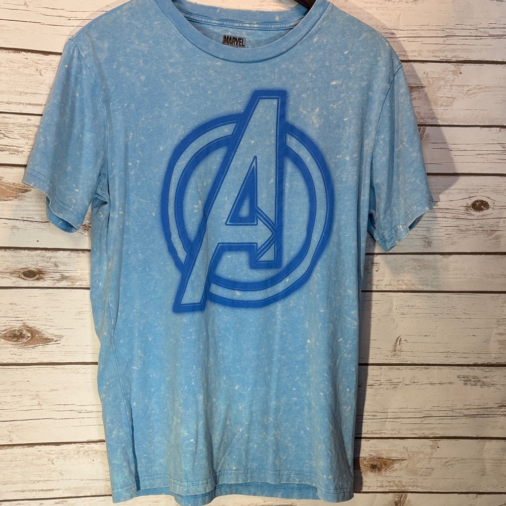 Marvel Retro Tee Shirt Blue Pigment Dyed Avengers A Logo T-Shirt Men’s Size M